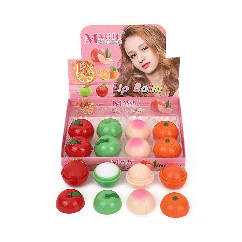 Bálsamo labial de 12 piezas, tinte hidratante Natural con forma de fruta, bonito sabor a fruta, cuidado de labios, regalos de fiesta para niñas, venta al por mayor