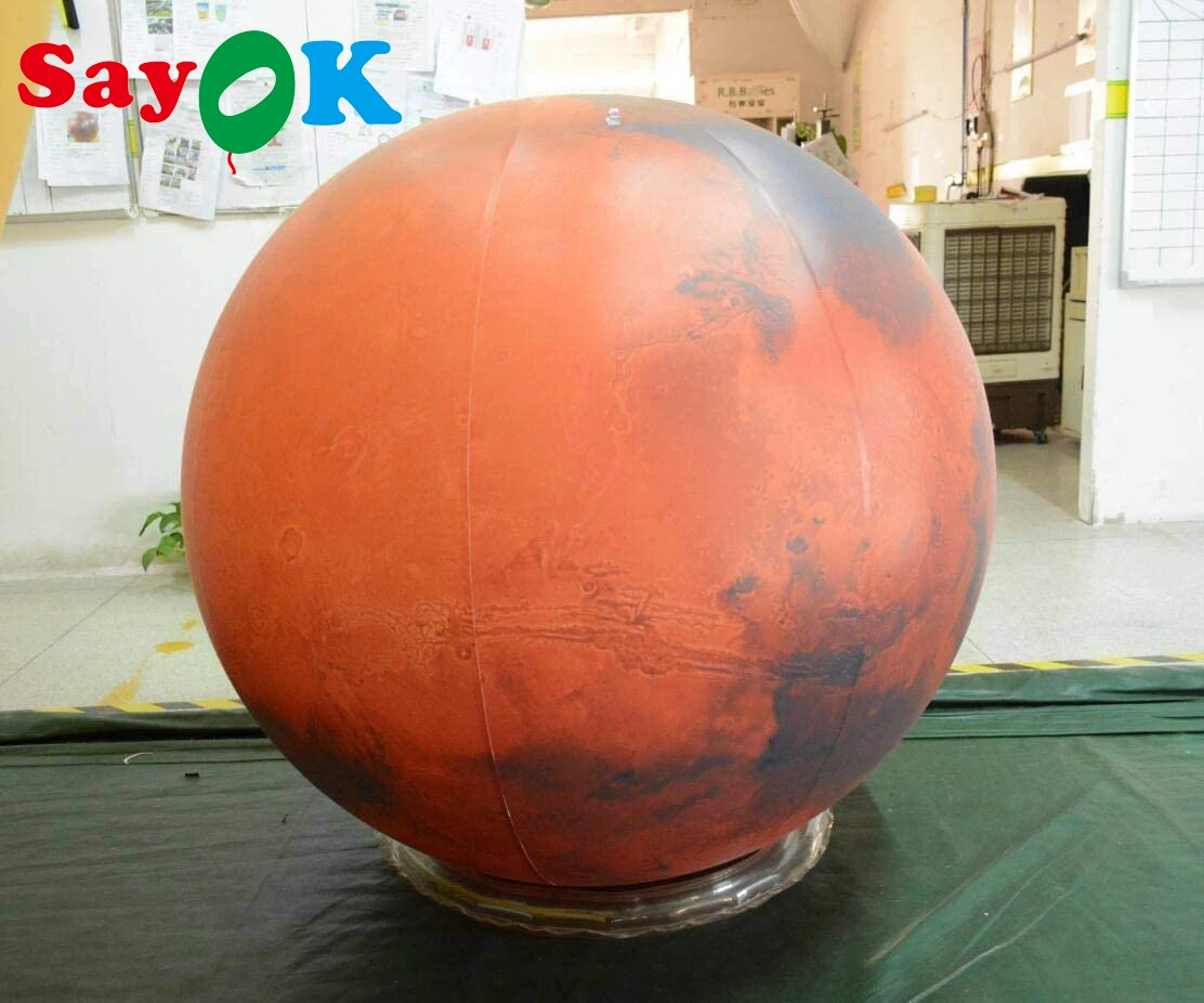 SAYOK 0.25mm PVC Large Inflatable Planets Solar System Inflatable Mars Planet Balloons for Educational Institution/Planetarium