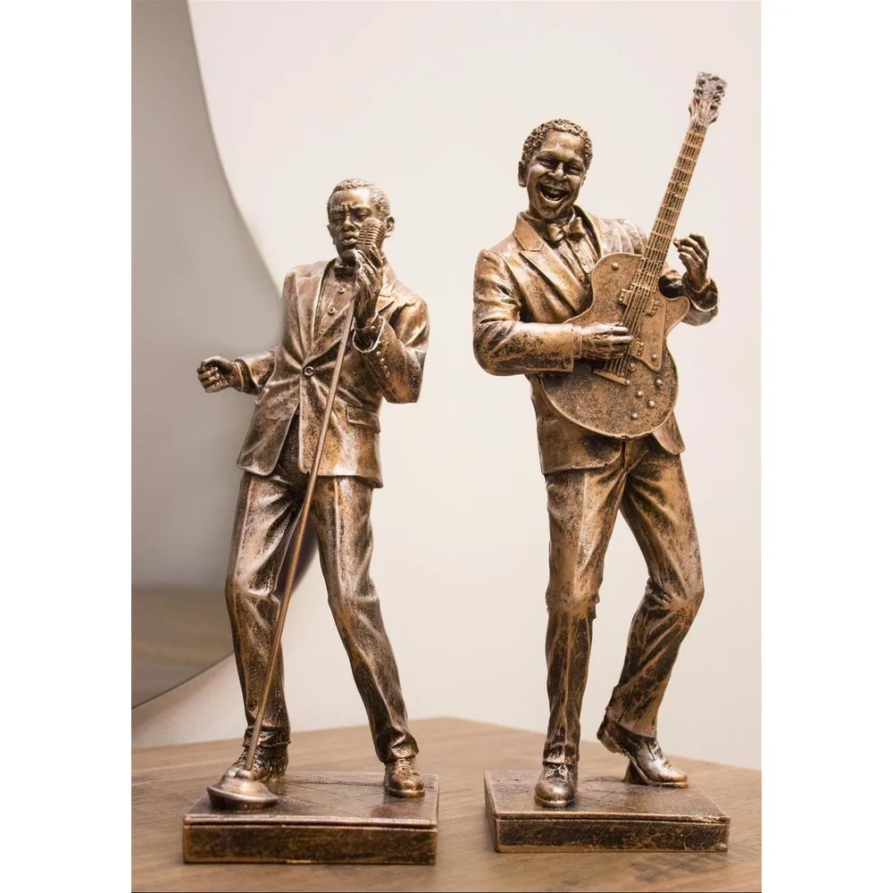 Baratija de 2 piezas para decoración del hogar, escultura de decoración masculina, guitarrista Soloist, músico, recuerdo, baratija, diseño de estatua