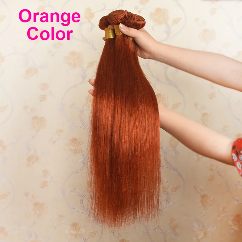 Ali Coco Brazilian Straight Hair Weave Bundles Orange Ginger 100% Human Hair Bundles 1/3 PCS 8-30 Inch Non Remy Hair Extensions