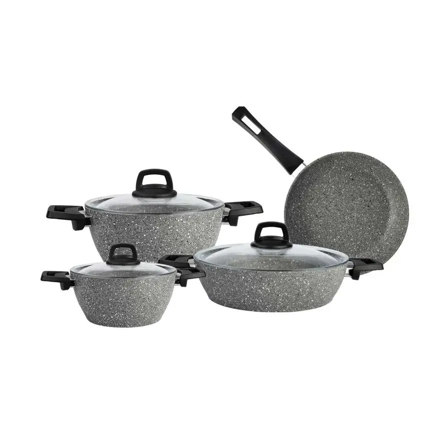 Cookware Set 7 Pieces Non-stick Granite Cookware Fireproof Stainless First Class Quality Turkish Production 2021 Style