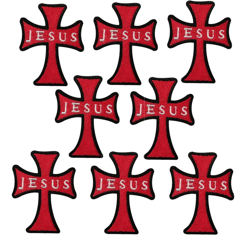 10 Pcs Cross Embroidered Patches For Clothes Iron On On Clothing Motif Cross Patch Wholesale Applique Hat Bag DIY Repair Decor