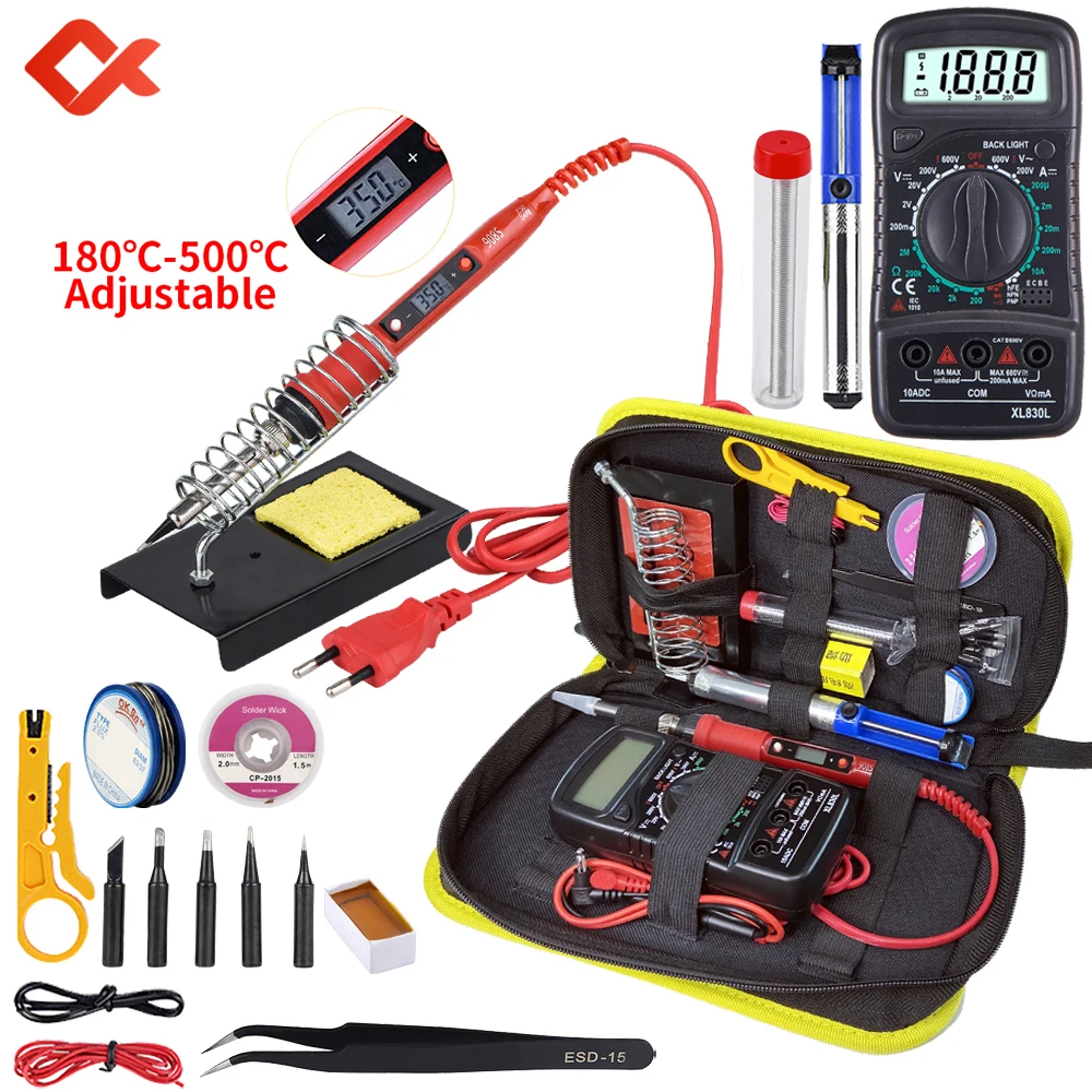 

QHTITEC Digital Multimeter Kits With Soldering Iron Repair Electrician Tools 220V/110V Temperature Adjustable Voltage Meter