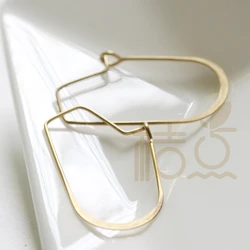 DIY Supply-20 Pieces Solid Raw Brass Irregular Hammered Earring Finding - Earring Hook - Earring Hoop 30x17mm (4316C-V-308)