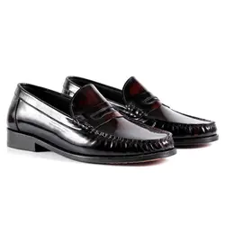 Punta Burgundy Black Genuine Shiny Leather Classic Men Shoes Slip-On High Quality Calfskin Leather Sole Handmade Made In Turkey