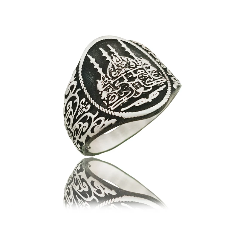 Original Hot Selling Rings Antique 925 Silver Arabic Tawhid Men Ring Vintage Jewelry Islamic Turkish Boho Muslim Wholesale Rings