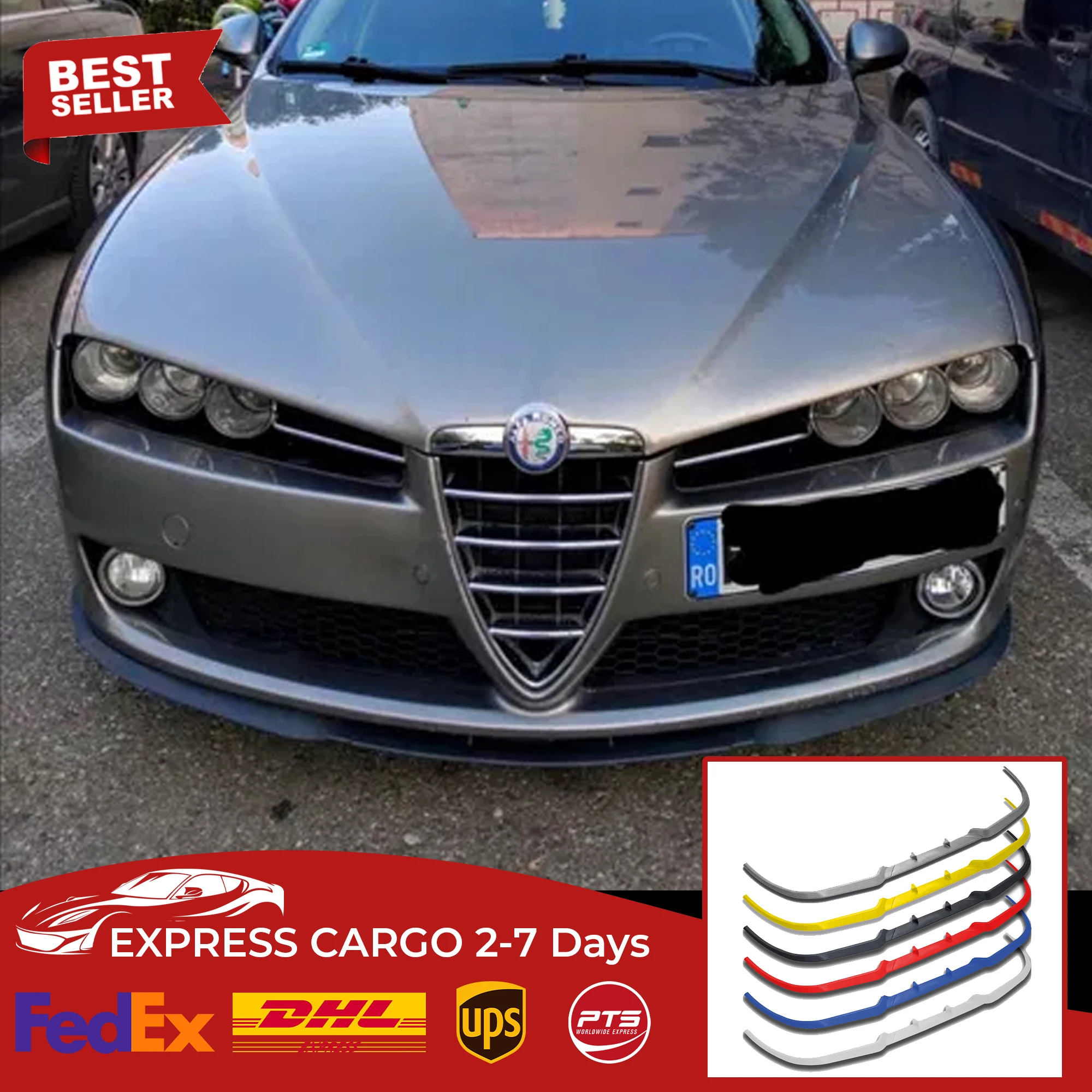 

For ALFA ROMEO 159 CUPRA R FRONT SPOILER BUMPER LIP Euro Spoiler Lip Universal 3 pcs Body Kit