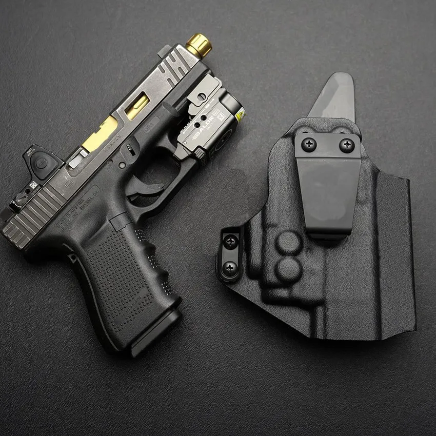 Inside The Waistband kydex IWB Holster For Glock G17 G 19 22 23 25 31 32 35 45 MOS With OLIGHT Baldr Mini 600 Lumens Flashlight