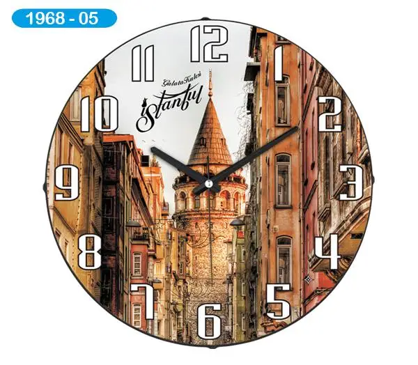 Decorative Curved Glass Wall Clock 1968-005 - Galata