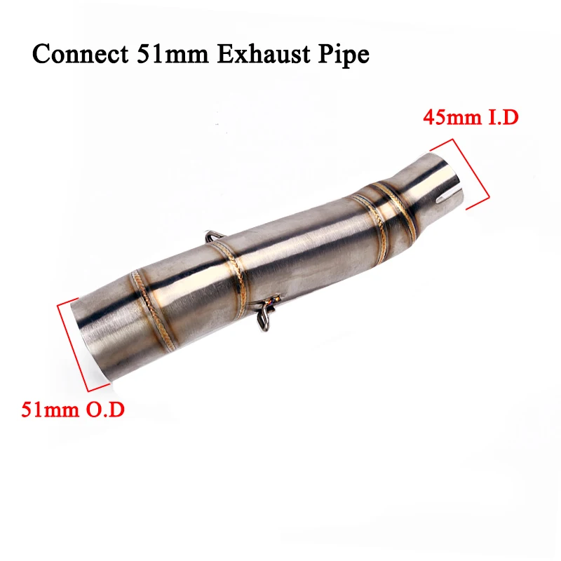 Mid Pipe For Honda CBR300 CB300R CB300F Motorcycle Exhaust Middle Link Pipe Slip Connection Escape 51mm Muffler Stainless Steel