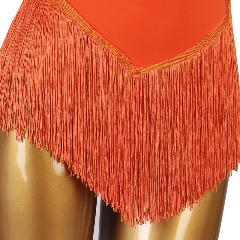 orange fringe Figure Skating Dress Women girl Ice Skating Dress Gymnastics Costume custom crystal rhinestone  B056