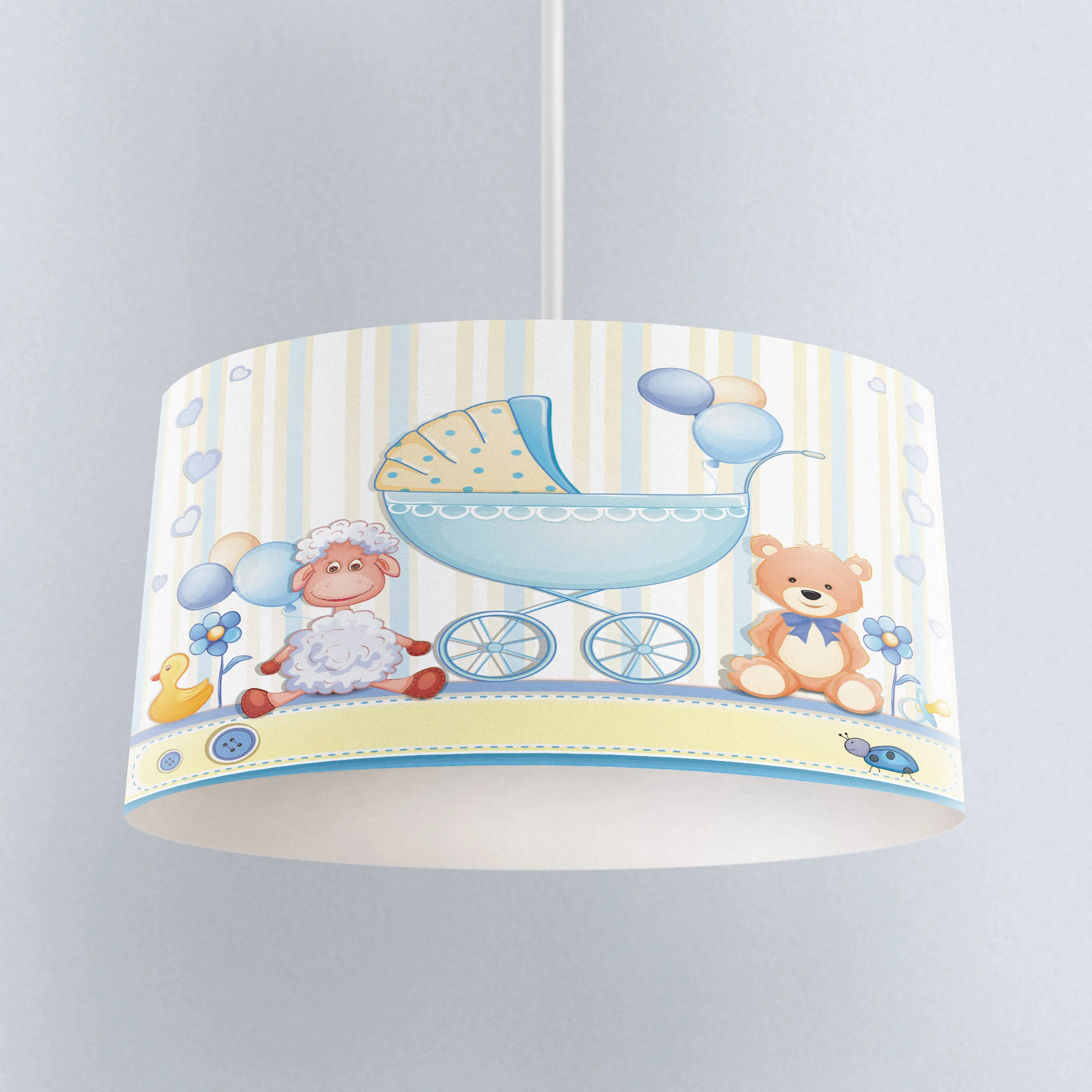 

Else Blue Yellow Brown Boy Cradle Bears Lamb Print Fabric Kids Chandelier Lamp Drum Lampshade Floor Ceiling Pendant Light Shade