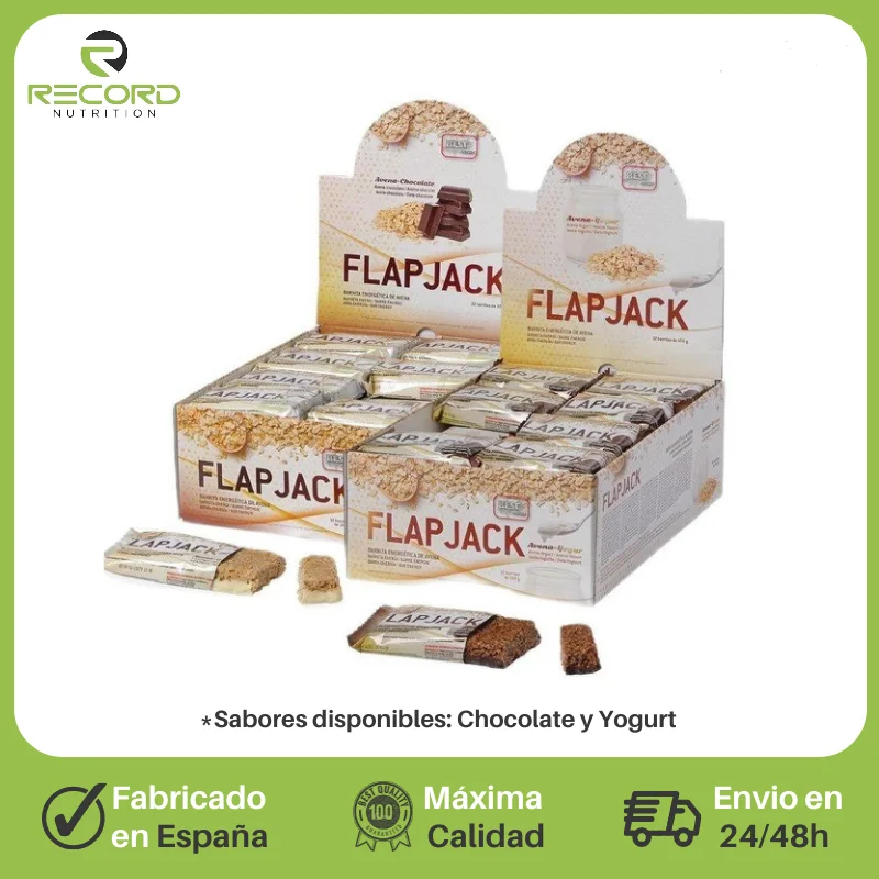 Bar flap jack oats, box of 32 units of 100gr. Chocolate or yogurt flavors