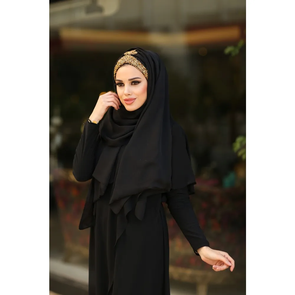 Differenza Hijab Hồi Giáo Đầu Turbans Cho Nữ Khăn Quàng Cổ Thời Trang Khăn Choàng Foulard Thêu Tay Thiết Thực Khăn Choàng Băng Đô Cài Tóc Turban Gọng Mujer Ả Rập