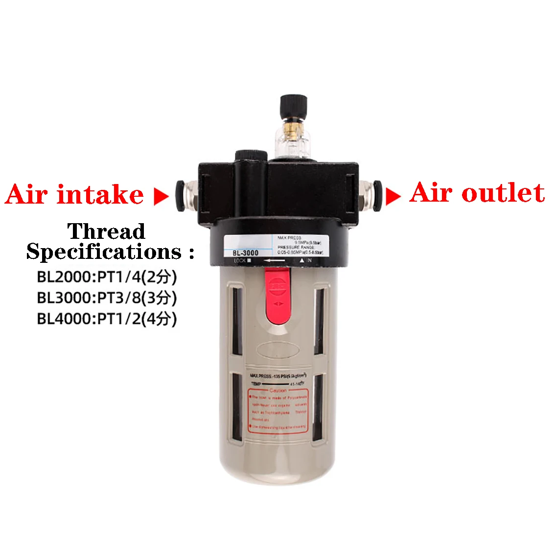 1Pcs BL2000 Air Source Processor Pneumatic Filter Air Pump Oil Water Separator Air Regulator Compressor Filter Single Component