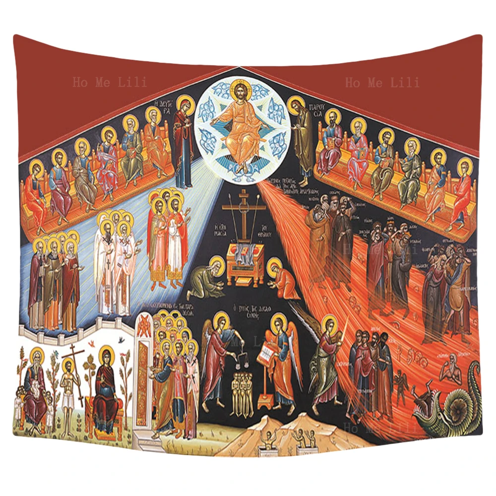 Christi The Last Judgment Second Coming Sacred Ceremony Orthodox Icon Religion Tapestry By Ho Me Lili For Living Room Decor