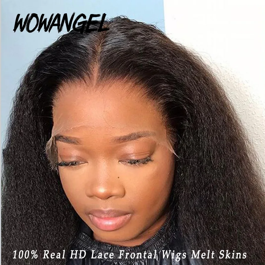 SKINLIKE Real HD Lace Front Wigs Kinky Straight 250% 13x4 Full Frontal Wigs Human Hair Wigs Peruvian Yaki Straight Melt Skins