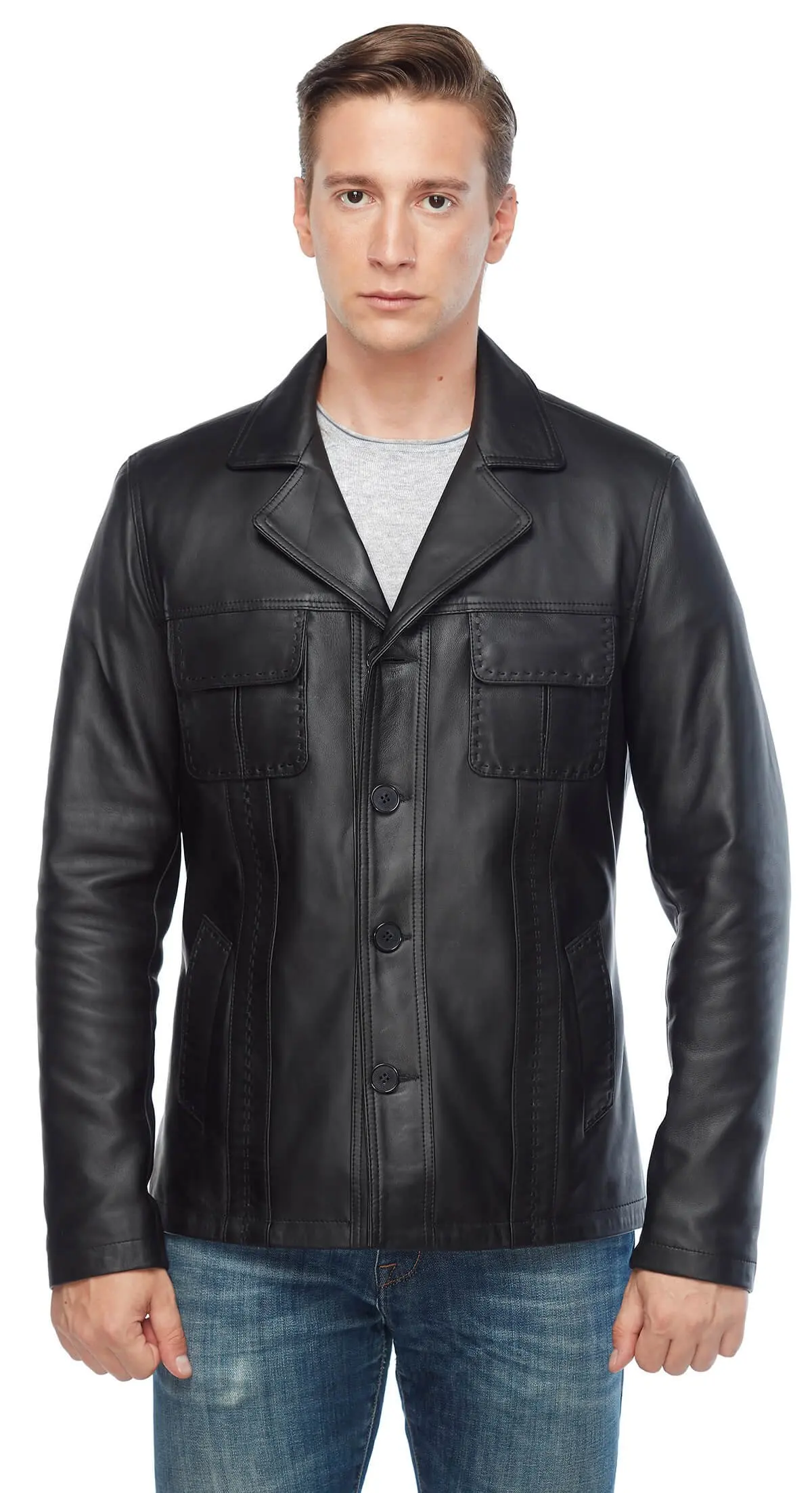 Shark Puntolu cappotti in pelle maschile nero originale pelle di agnello autunno inverno 2022 Biker Slim Large Size muslimah