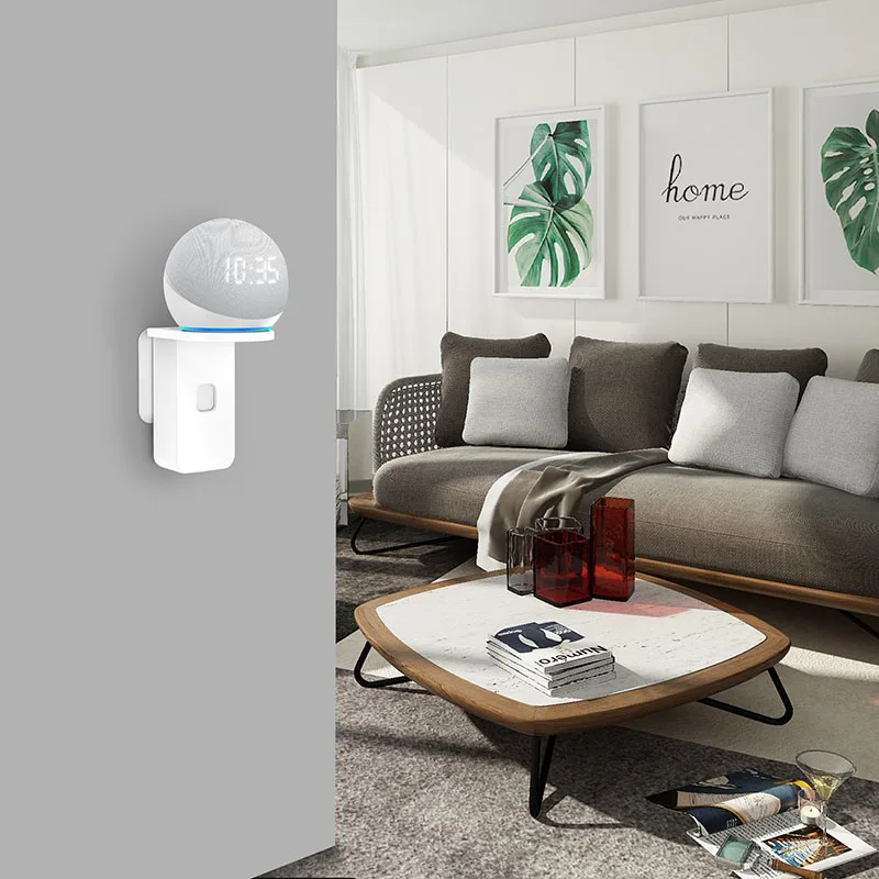 حامل جداري من LINGYOU لـ Alexa Echo Dot 5th 4th Gen Echo Pop مع دعامة مدمجة لإدارة الكابلات وموفرة للمساحة لمكبر الصوت الذكي