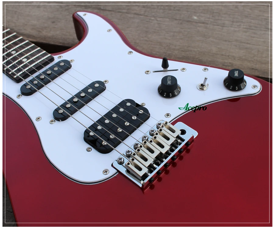 In Stock Acepro Metallic Red Electric Guitar, 2-piece Mahogany Body, Tremolo Bridge, High Quality Guitarra, Free Shipping