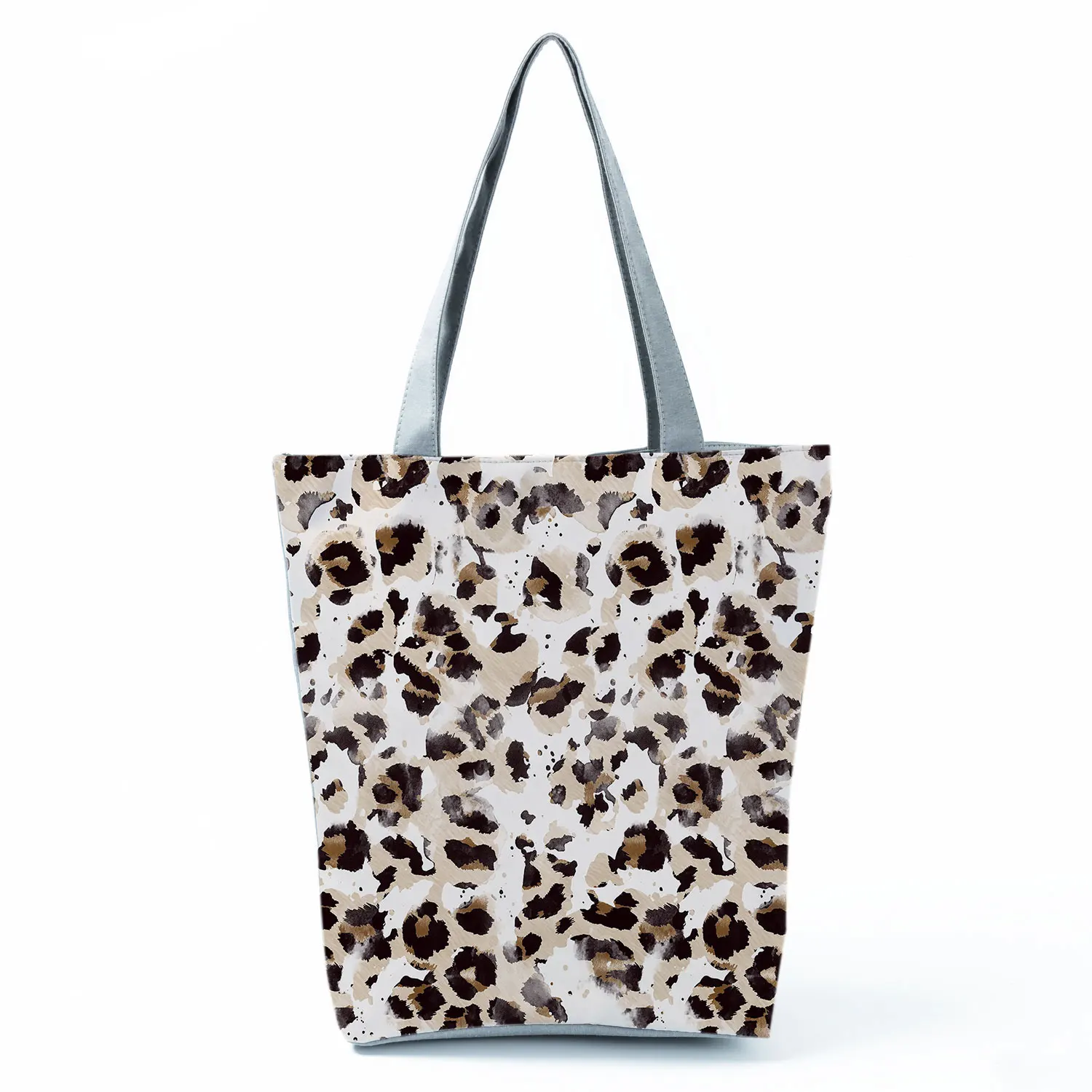 Moda all-match leopard prining bags tote grande capacidade dobrável saco de linho faric nova tendência padrão personalizado sacos para mulher 2020