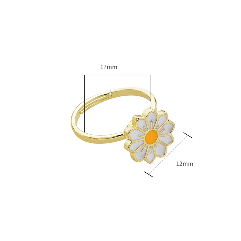 Funny Rotatable Daisy Flower Anxiety Ring New Creative Relax Stress Mood Rings For Women Men Girls Party Jewelry Friends Gift