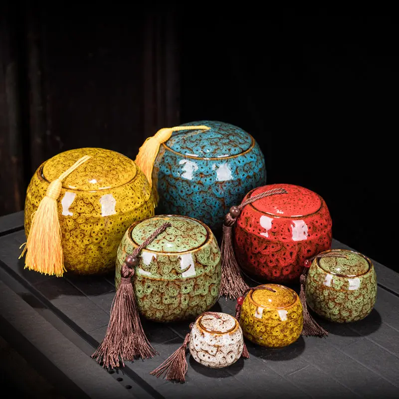 Color Ceramic Canister Memorial Pet Urn Seal Pot Big Keepsake Casket Porcelain Jar Human Ashes Storage Memento Burial Holder