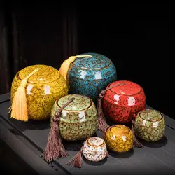 Color Ceramic Canister Memorial Pet Urn Seal Pot Big Keepsake Casket Porcelain Jar Human Ashes Storage Memento Burial Holder