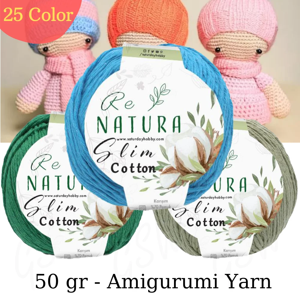 Cotton Slim Amigurumi Yarn, Toys - Baby - 24 Color - 190 Meters - 50 grams - Summer - Winter - Blanket - Booties - Bag - Pillow - Stroller  - Thread - Cord - Polyester - Wall Decorations - Macrame - DIY - Made In Turke