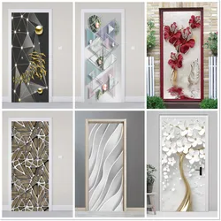 Corridor Bedroom Wall Decoration House Renovation Door Sticker Modern Life Design Adhesive Poster Vinyl Waterproof Flower Murals