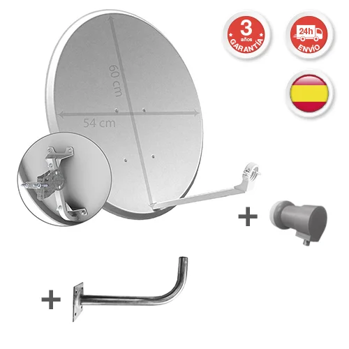 Tecatel k60c1ls kit parabólica antena 60 cm, suporte e universal lnb