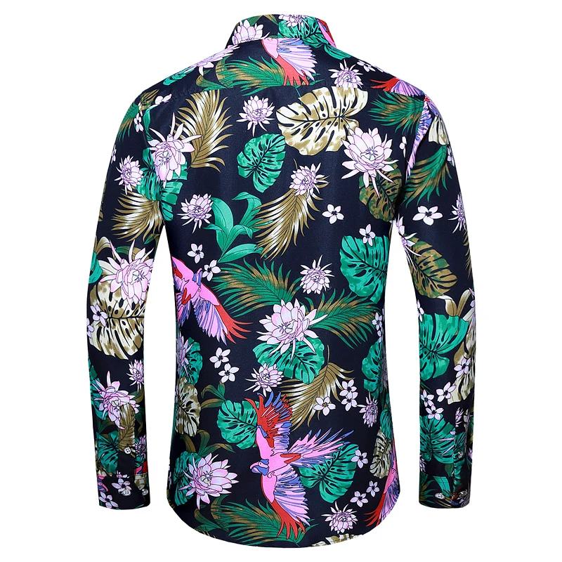 2023 New Arrival Fashion Flower Print Long Sleeve Shirts Mens Spring Casual Plus Size 6XL 7XL Shirts Men's Business Office Shirt