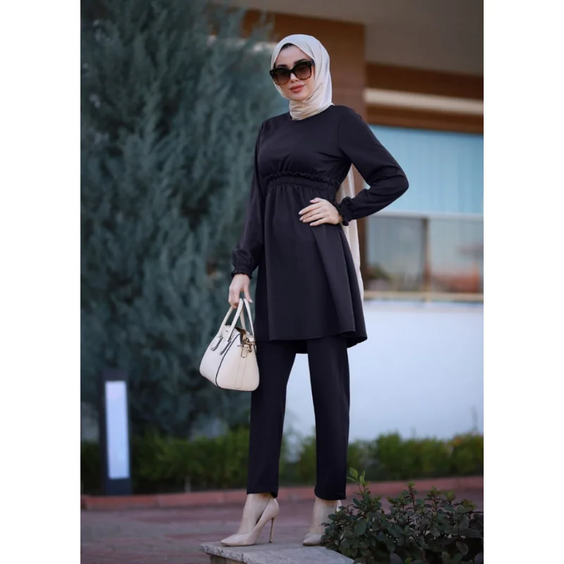 Vestido largo musulmán de 2 piezas para mujer, ropa europea, ropa turca para mujer, prenda de otoño, hiyab musulmán, bata 3abaya Eid Ropa árabe