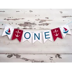 Nautical One Banner Nautical Highchair Banner 1st Birthday Party Supplies