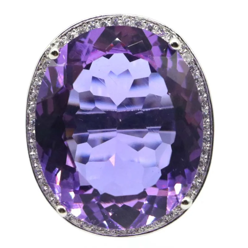 25x21mm Big Oval 22x18mm Created Color Changing Spinel Alexandrite Topaz Dating Women Gift Silver Rings Eye Catching