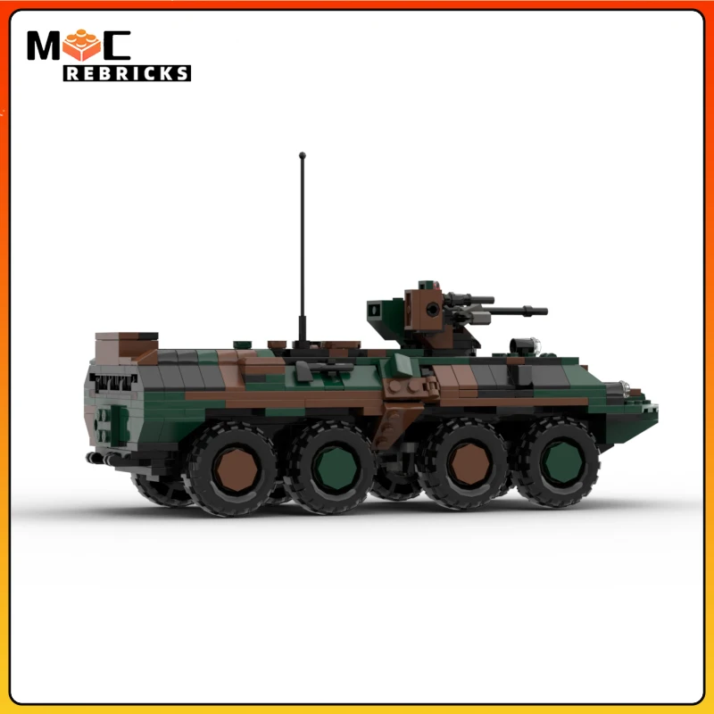 WW2 Military Weapons Russia BTR-80 Armored Carrier Vehicle MOC Building Blocks Assembly Model DIY Bricks Toys Gift for Children