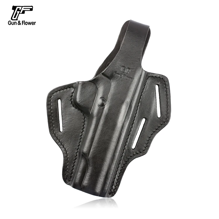 

Gun&Flower Tactical OWB Appendix Ambidextrous Holster 3 Slot Pancake Leather Gun Holder Pouches for Colt 1911