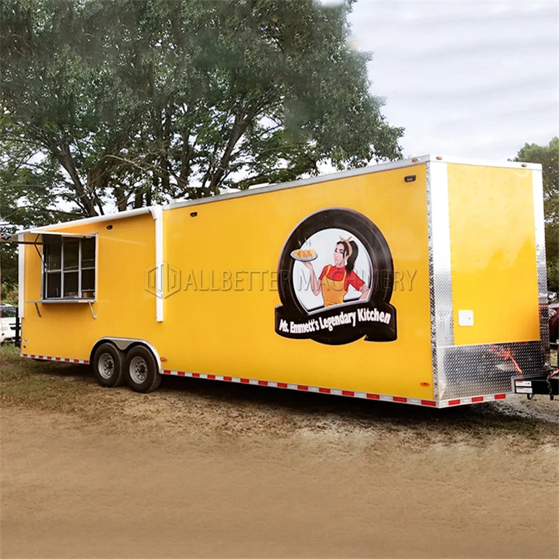 Allbetter Street Fast Food Trucks Mobile Food Trailer for Sale Break Fast Snack Ice Cream Shop Customized Full Kitchen Equipment