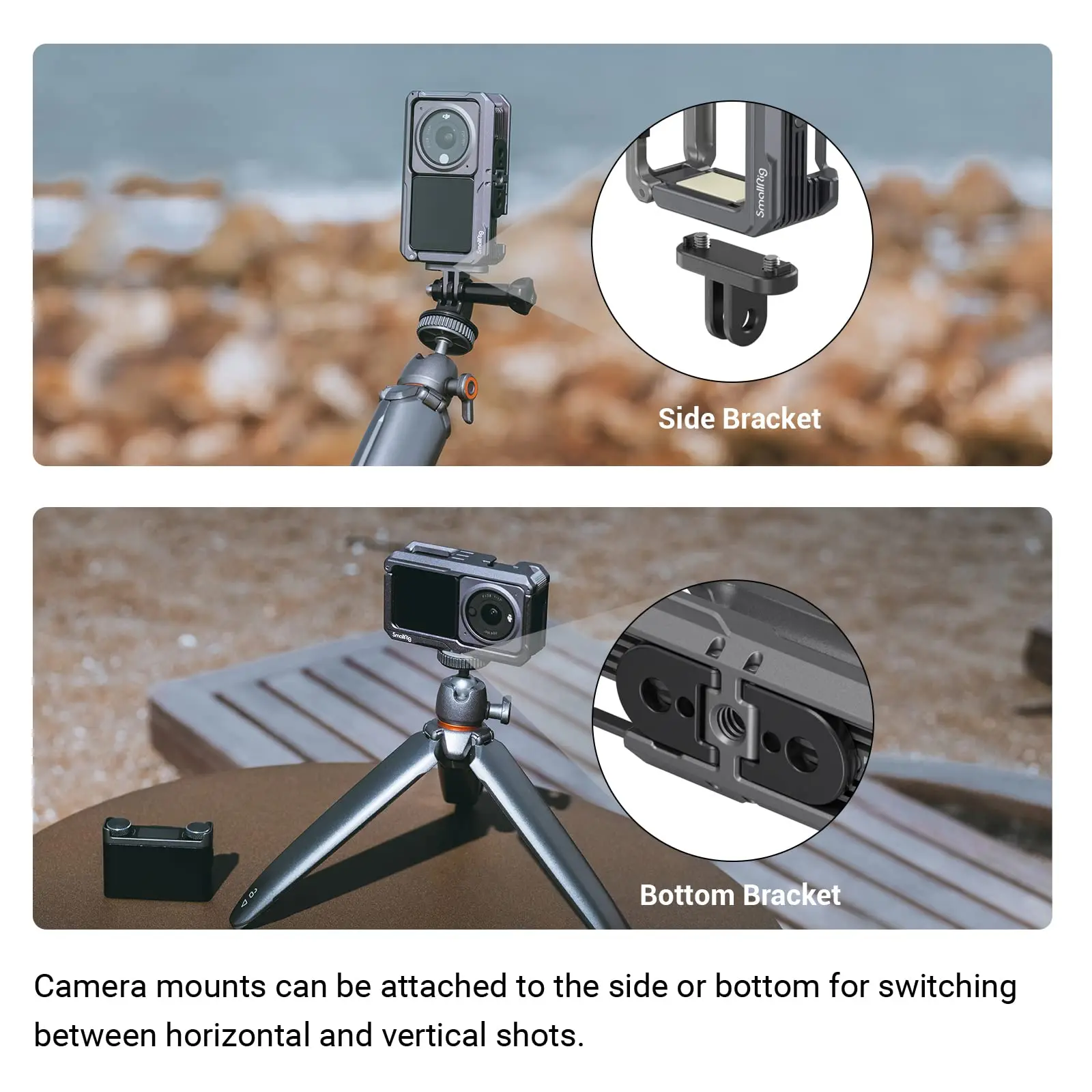 هيكل قفصي الشكل للكاميرا لـ DJI Action 2 Power كومبو أو كومبو ذو الشاشة المزدوجة ث/الحذاء البارد M4 و 1/4 "ثقوب المسمار 3661