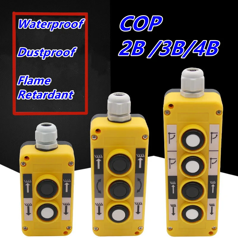 

COP 2B Crane Pendant Control Station UP Down Hoist Push Button Switch 250V,5 Amp,500V,2 Amp Yellow