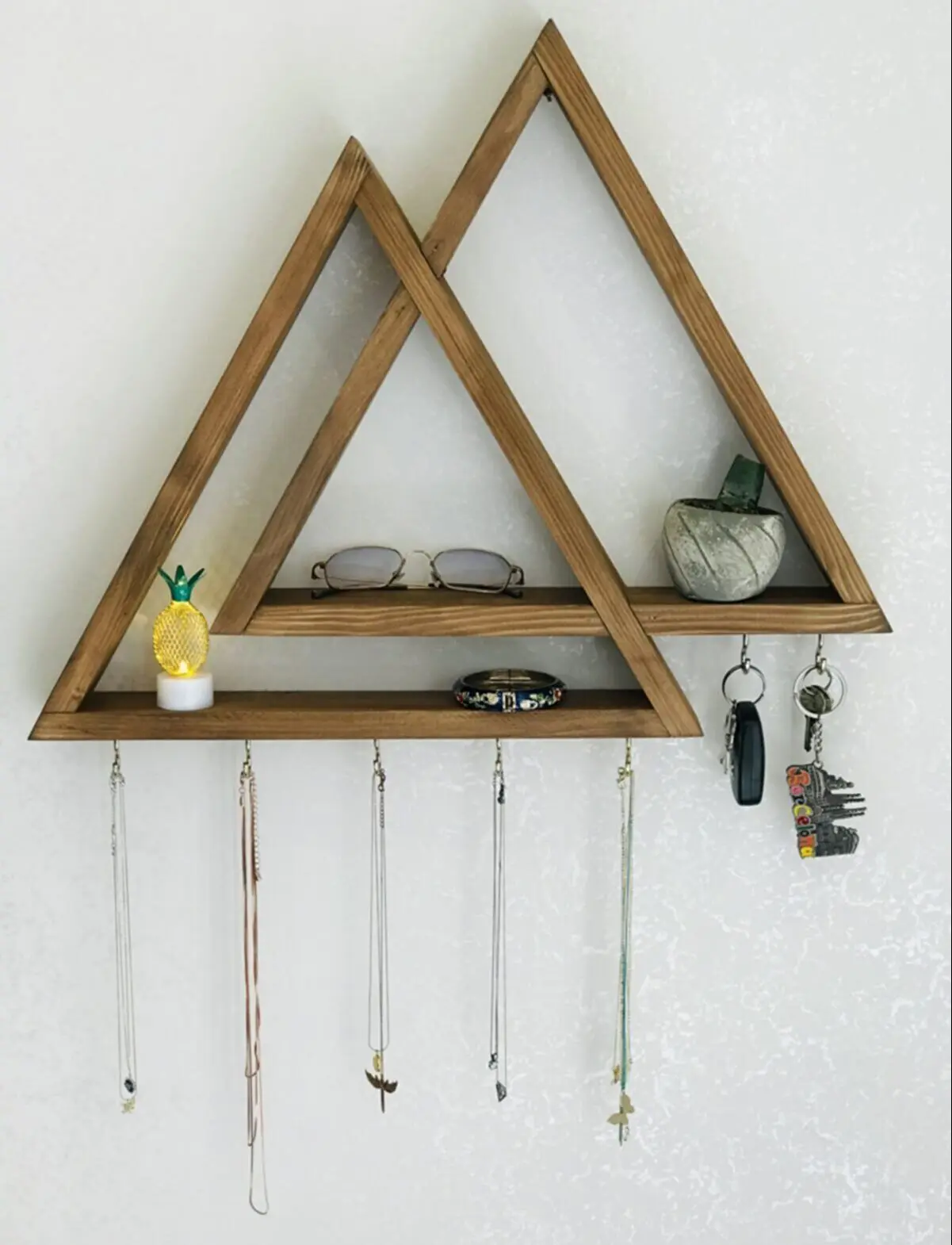 

Decorative Wooden Wall Shelf Nested Triangle Shelf Living Room Kitchen Entrance Office Bathroom Garden Nordic Modern Tumbled