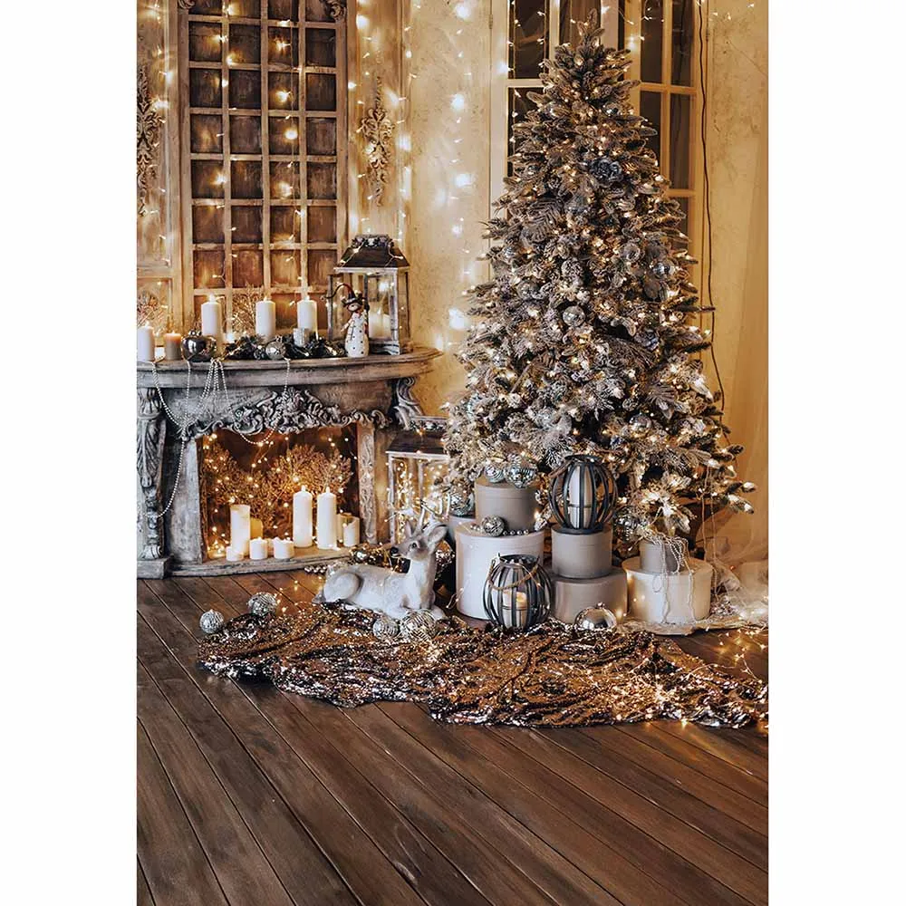 Allenjoy studio photography backdrop vintage wooden floor new year Christmas fireplace photophone photocall photozone background