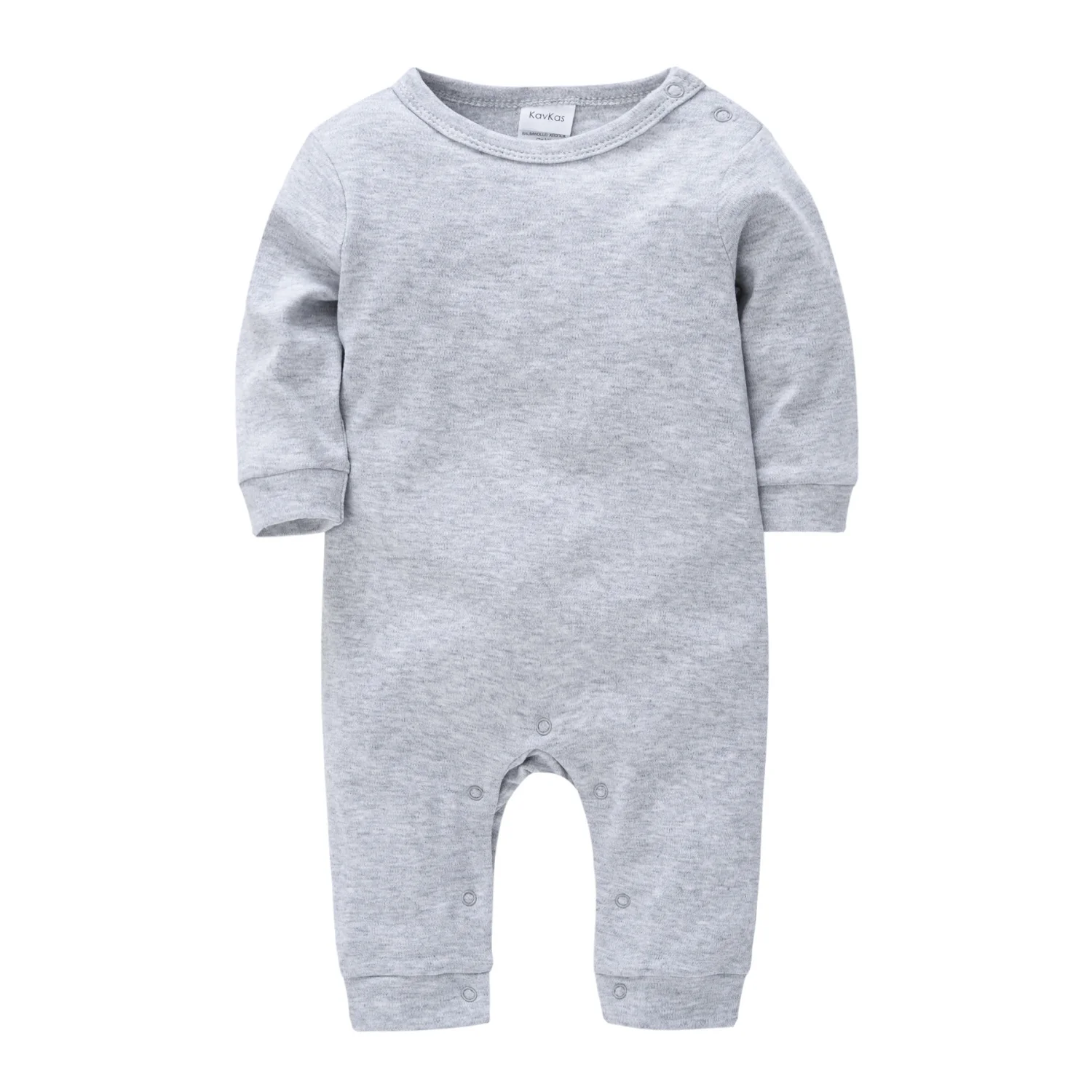 Kavkas Spring Baby Boys Girls Clothes Romper Solid Colors Blank Plain Long Sleeve 100% Cotton Kids Outfit Footies Jumpsuit