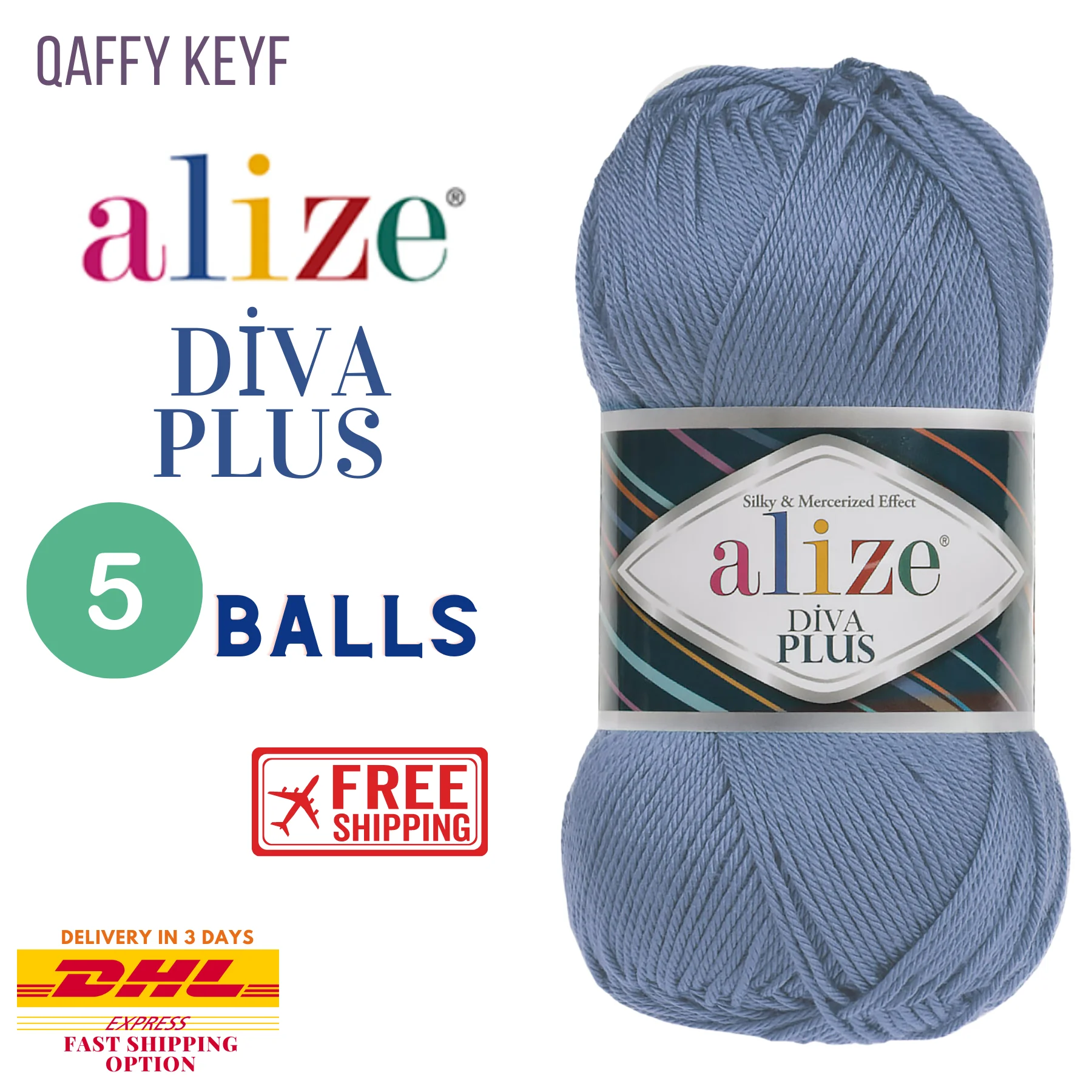 Alize Diva Plus 5 BALLS FREE SHIPPING Silky Effect Mercerized Effect 100% Acrylic Yarn Perfect  Bikini Dress Blouse Amigurumi