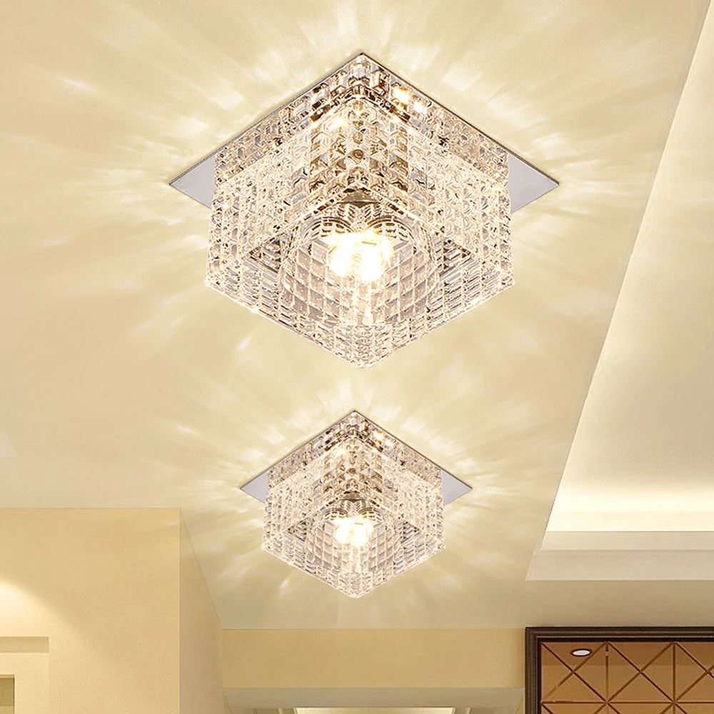 5W Modern Crystal Square LED Ceiling Lights Wall Sconce for Home Decoration Balcony Lamp Porch Light Corridors Lighting Fixture