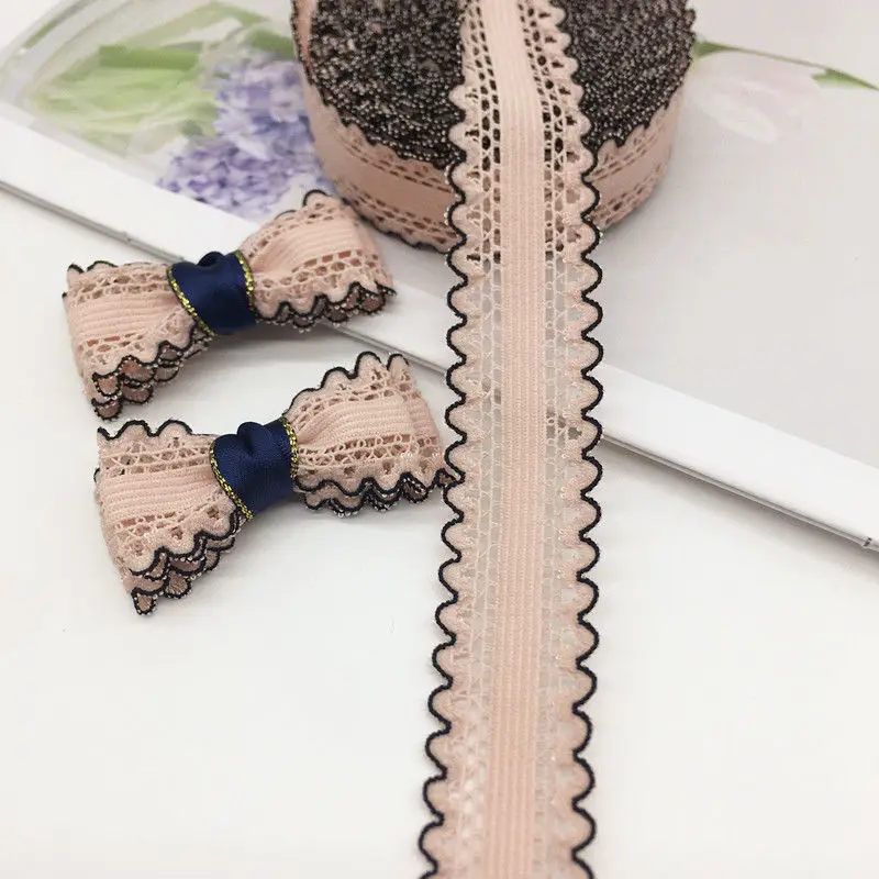 10 Yards 25MM Micro Elastic Hollow Lace Ribbon DIY Handmade Material Headwear Hair Bow household Clothing Shoes Hats Accessories