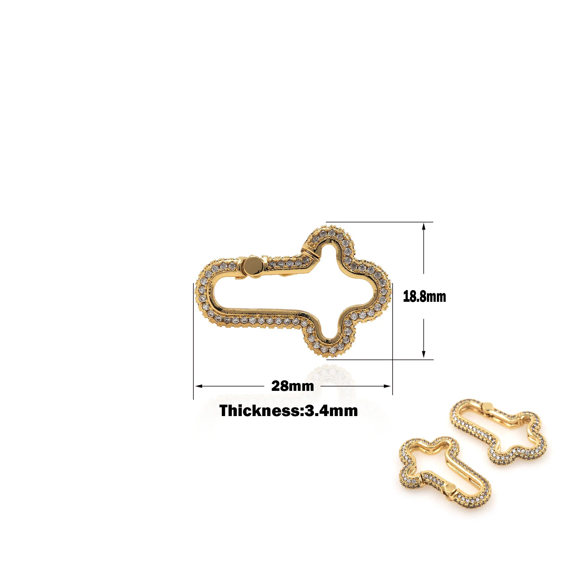 Gold Filled Tote Clasps Micropaved Zircon Spring Cross Ring Clasps Clips Carabiners Wallets Carabiners Bag Accessories