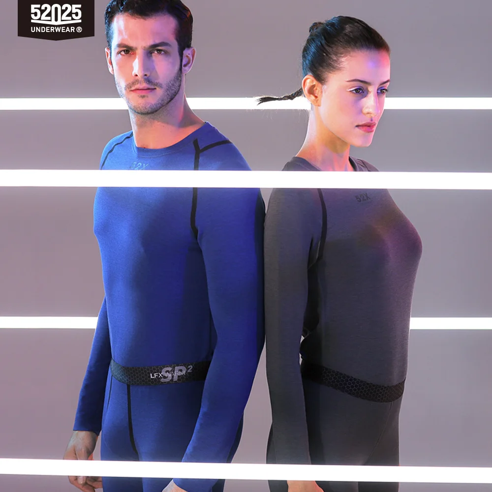 52025 Men Thermal Underwear Women Thermal Underwear Carbon Fiber Fleece-lined Soft Warm Seamless Skin-friendly Thermo Long Johns