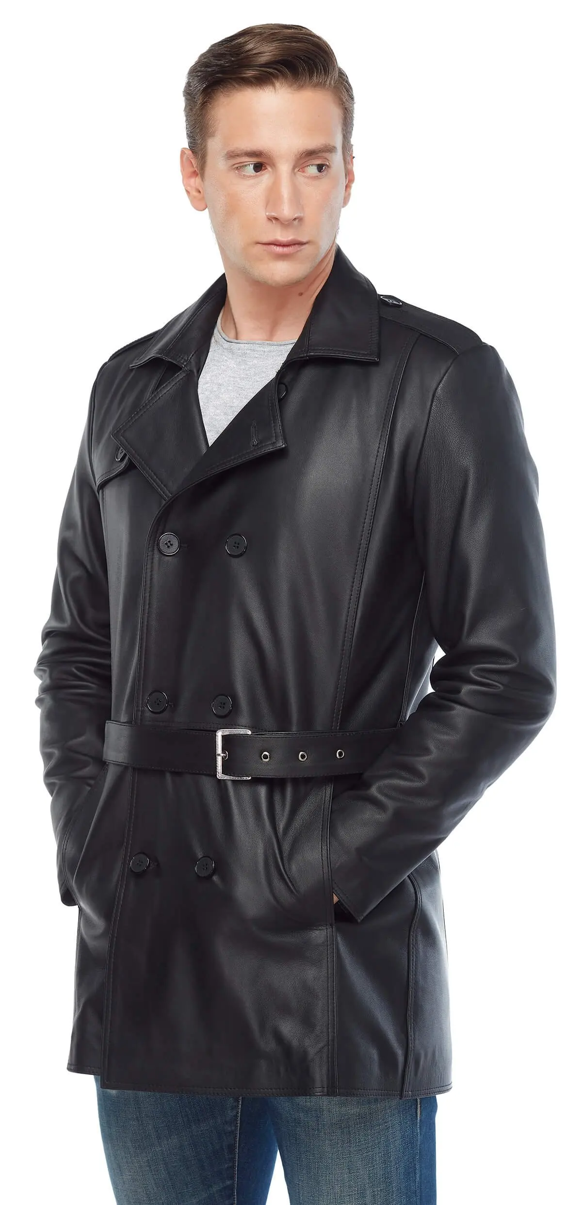 Vera pelle nero maschio Trench Orjinal pelle di agnello autunno inverno 2022 Biker Slim Large Size VintageTürkiye