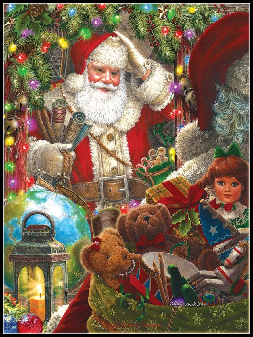 Ready to Go Santa - Counted Cross Stitch Kits - DMC Color DIY Handmade Needlework for Embroidery 14 ct Cross Stitch Sets